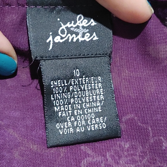 Jules James Long Sleeve Floral Blouse Size 10 - Picture 7 of 7